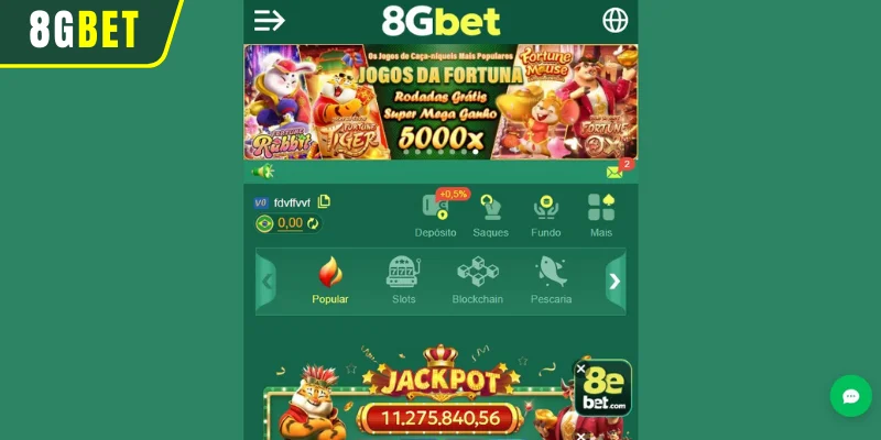 Acesse a Plataforma 8GBET -> Clique em "Depositar"